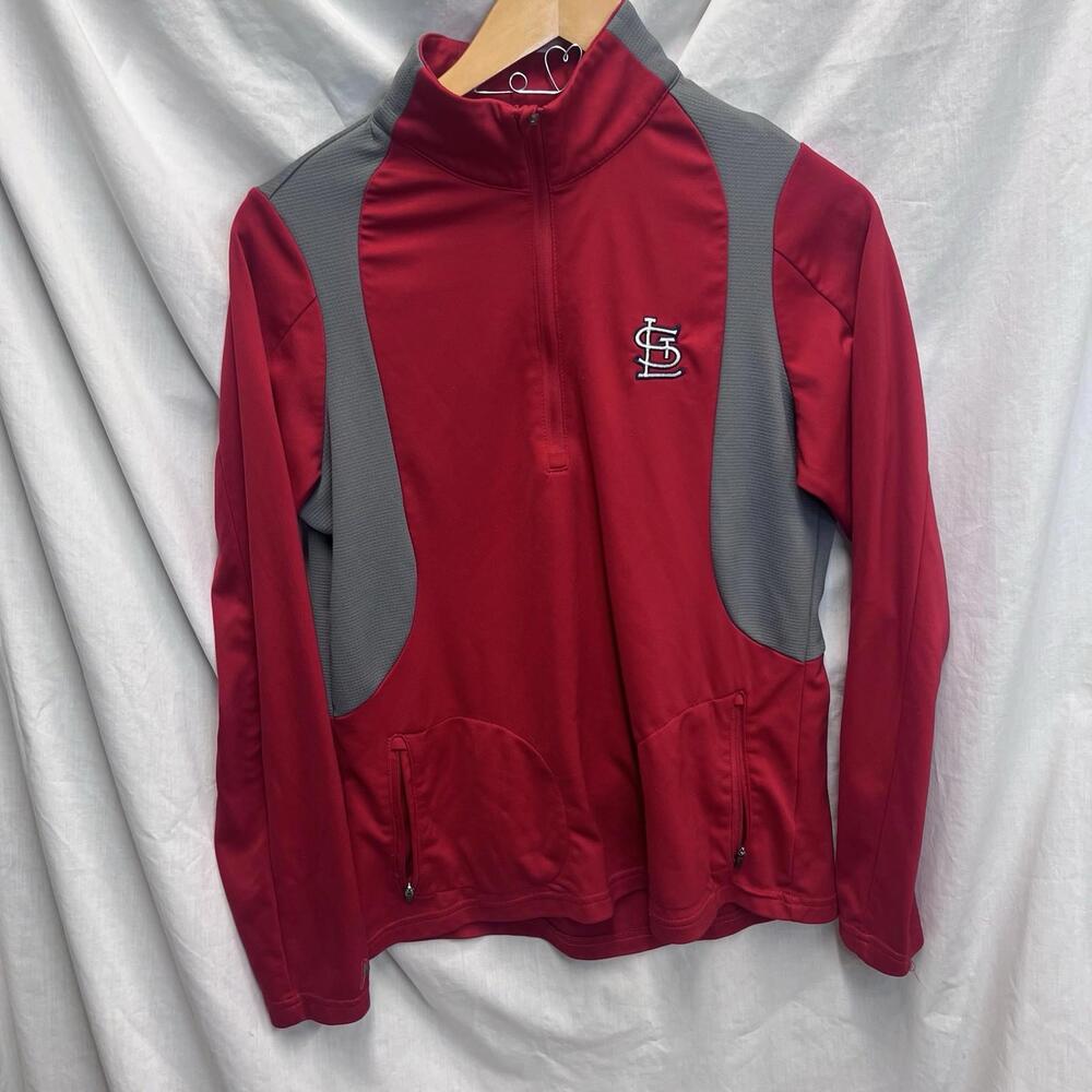St. Louis Cardinals ANTIGUA Half Zip Embroidered Logo Jacket SZ Med EUC